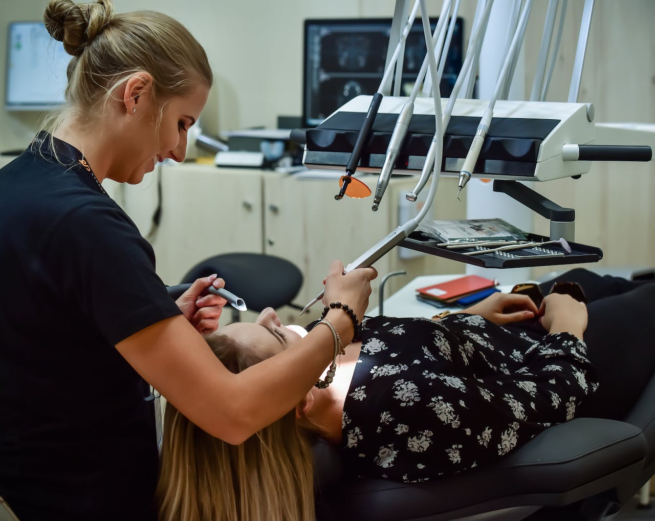 Dental patient during hygienist appointment